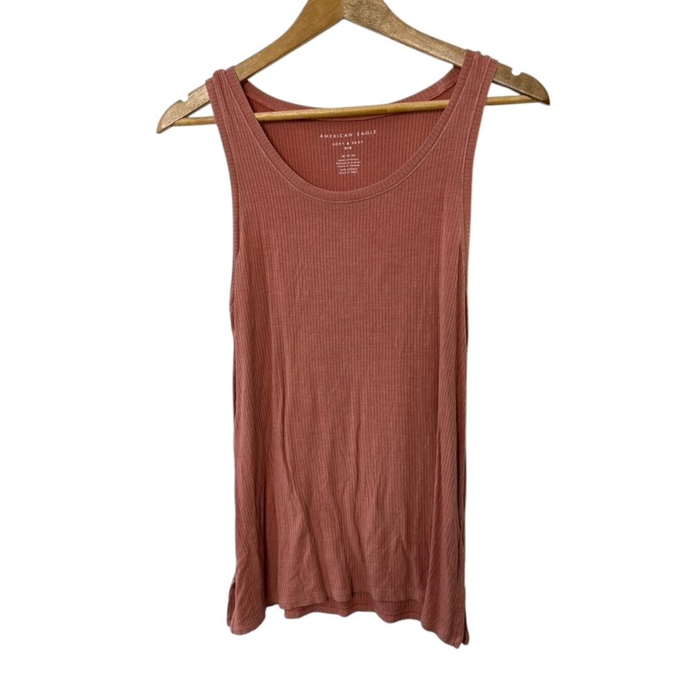 American Eagle Soft & Sexy Ribbed Mauve Tank Top Size Medium